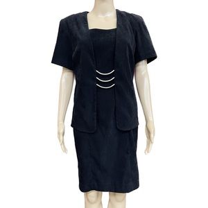 Vintage 1980’s Worthington Black Velvet Stretch Dress Size 12P
